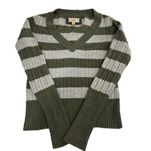 Vintage Y2K American Eagle Womens V-neck Striped Pullover Knit Sweater size M